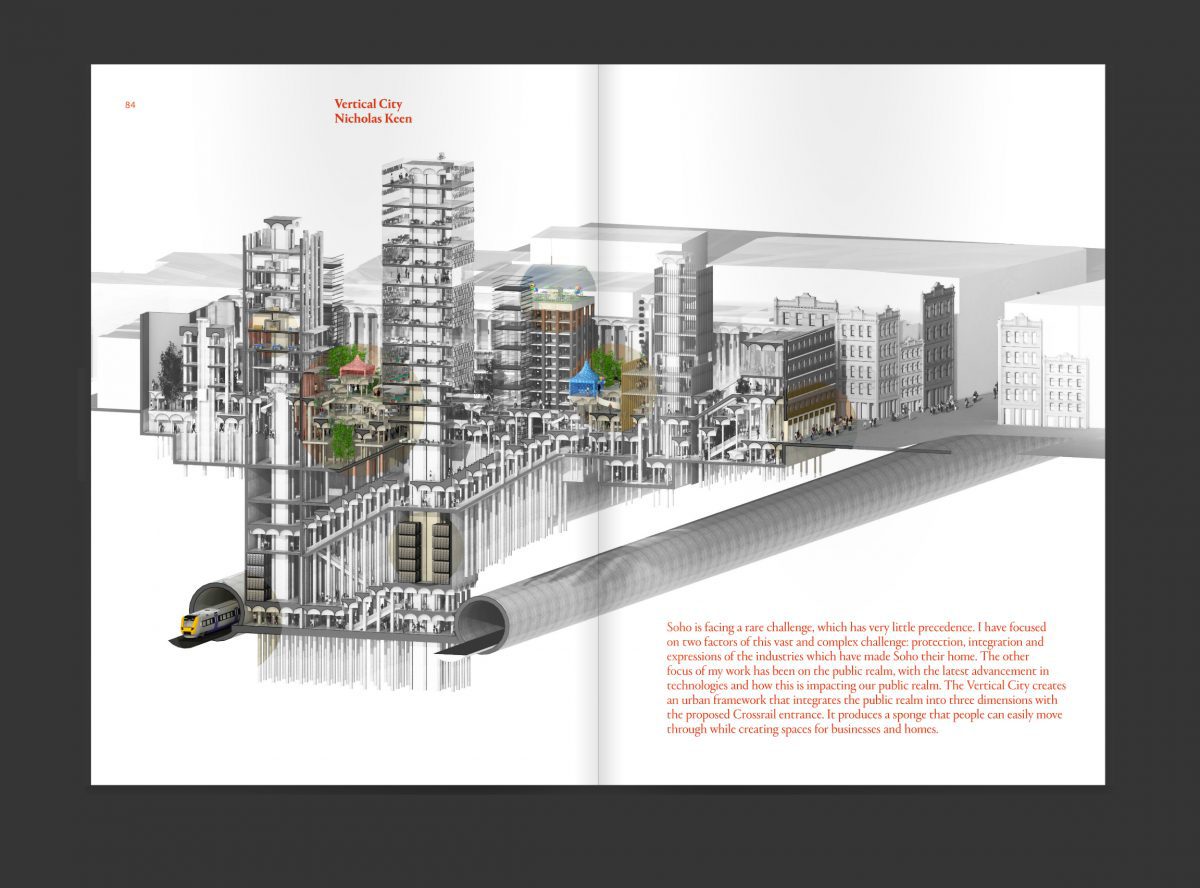 Proposal by Nicholas Keen for the Crossrail station that recreates the experience of Soho's intricate streets as you reach the ground level